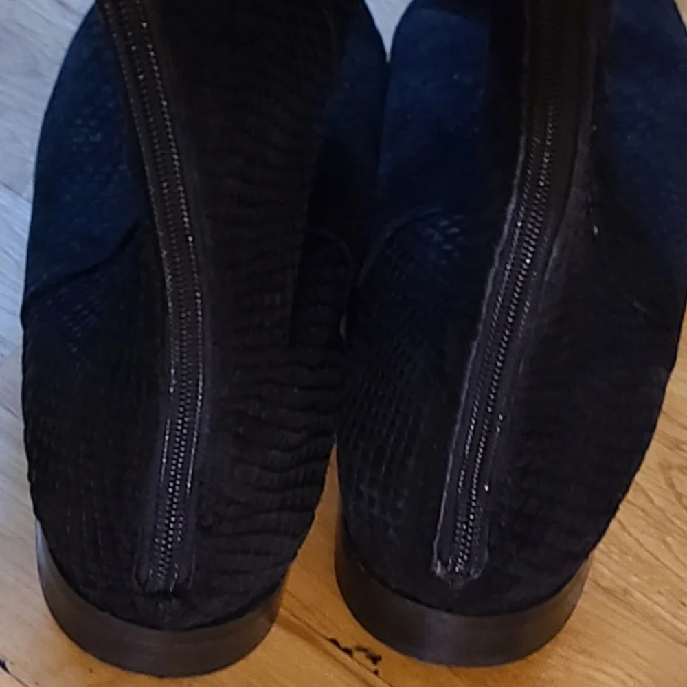 Seychelles Anthropologie Black Victory Croc Over The Knee Boots Leather Size 7